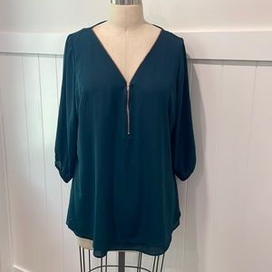 City Chic Zip Fling Top Emerald Green